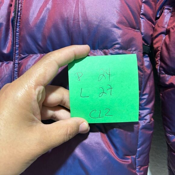 Nike Down Fill Iridescent Hooded Full Zip Puffer Jacket Large Purple Lined - Picture 15 of 15